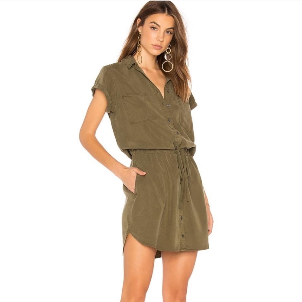 Paige Mila shirt dress in Desert Olive size XS